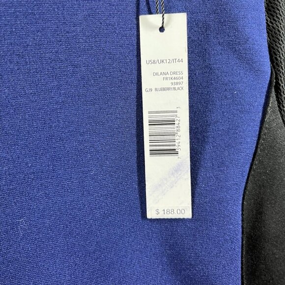 Tahari Dress Womens Size 8 Blue Black Dilana Lined Colorblock Sheath Bodycon - Picture 2 of 14